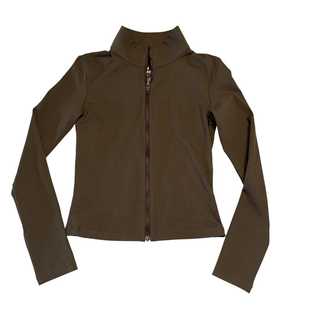 NWOT Azur Fit Walnut Brown Classic Fit Zip Up Jacket Women's Small S